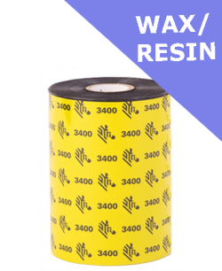 Zebra 3400 wax / resin thermal transfer ribbons - 89mm x 450m (03400BK08945)